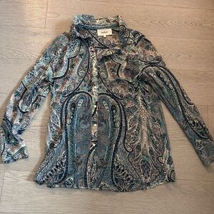 Ba&sh Paisley Button Down Collared Shirt Size 0